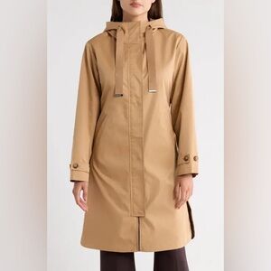 Bernardo Hooded Midlength Raincoat Size Small